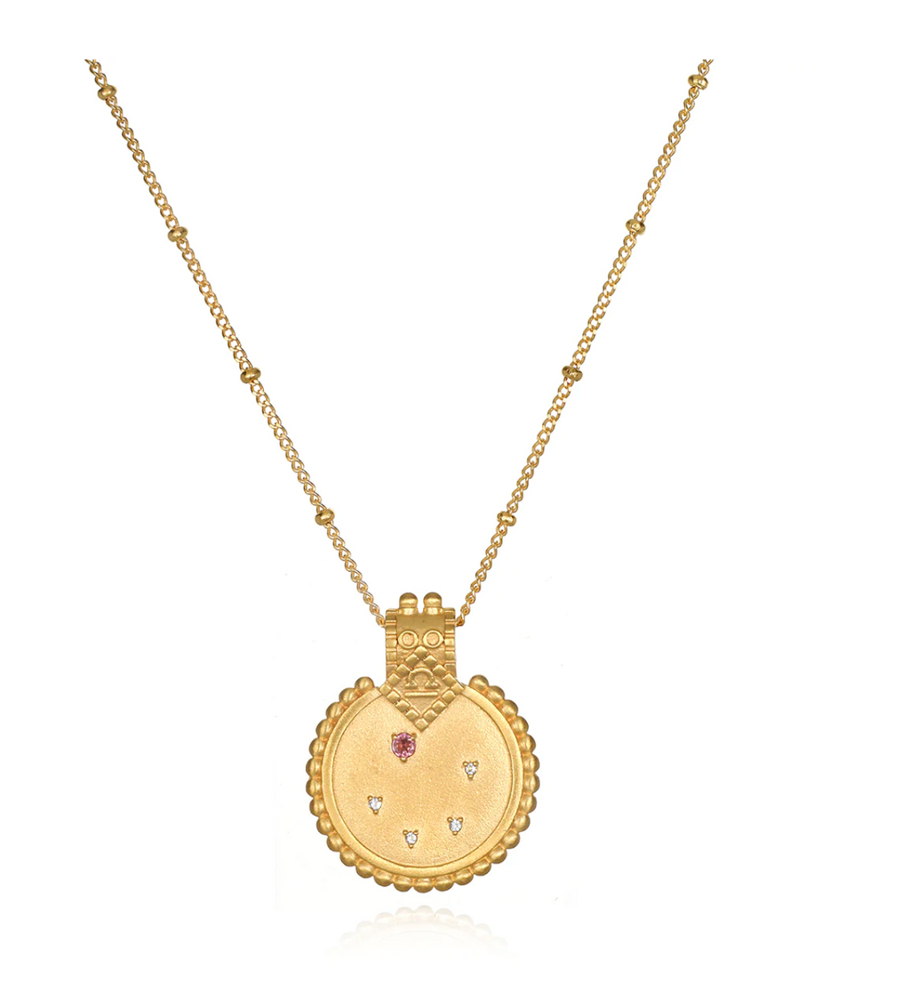 Libra Zodiac Pendant with Tourmaline Stone Necklace – Diverse Jewelry
